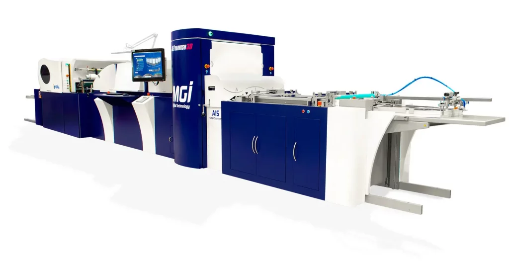 JETvarnish 3D, picture of the MGI Digital Technology equipment seen from the front